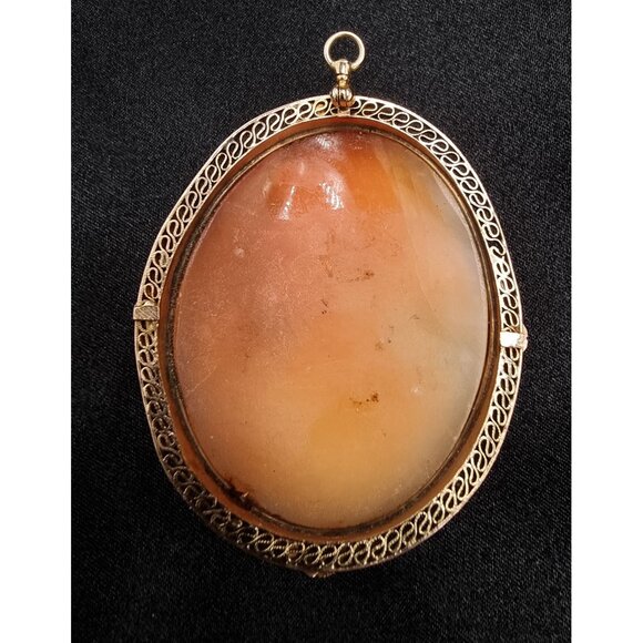 Antique Victorian 10K Solid Gold Large Cameo Pendant Late XIX Century - Picture 5 of 5